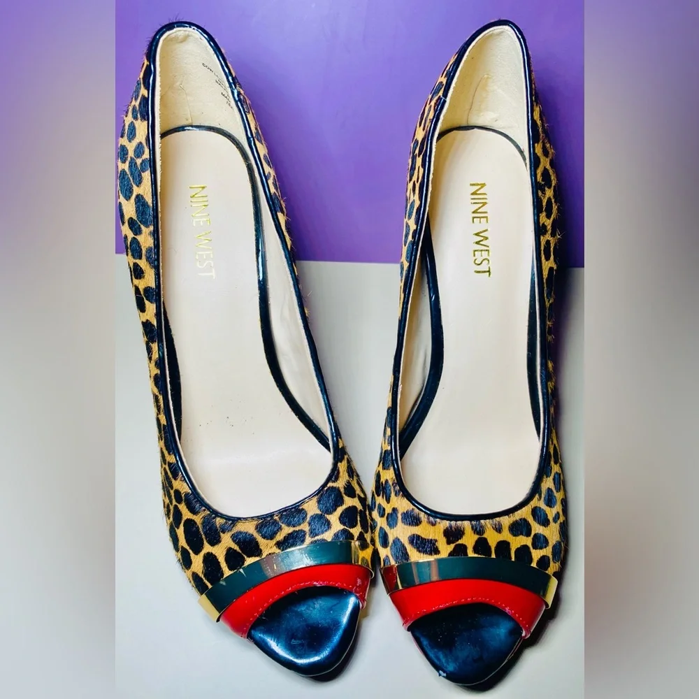 Nine West Glamrgirlo Leopard Print Red And Black High Heel Size‎ 7